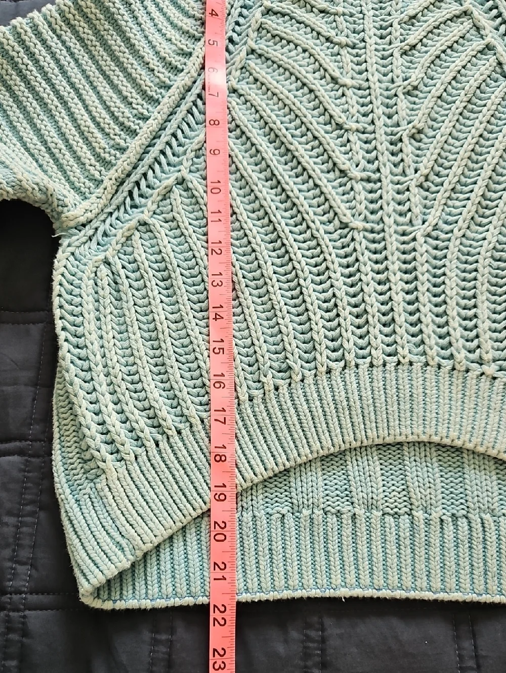 Free People Light Blue “Sweetheart” Cropped Sweater, M, Coastal, Balloon Sleeve - Picture 9 of 11